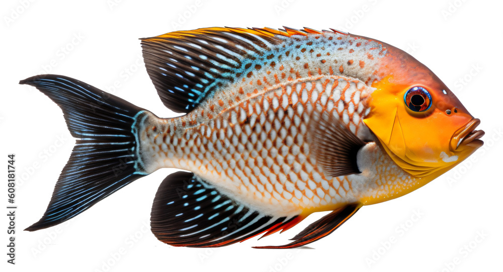 Wall mural Exotic fish isolated on the transparent background PNG. AI generative.