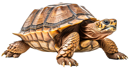 Naklejka premium Afrian turtle isolated on the transparent background PNG. AI generative.