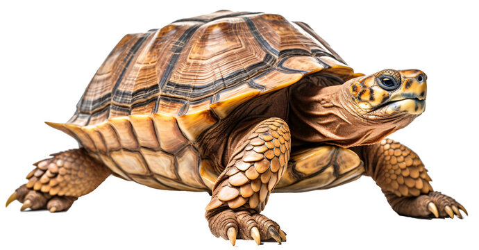 Afrian turtle isolated on the transparent background PNG. AI generative.
