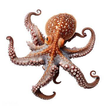 Octopus isolated on the transparent background PNG. AI generative.