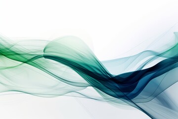 Naklejka premium Abstract white background with flowing curves in shades of green and blue, Generative ai