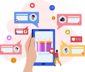 Referral Program Flat Colored Composition