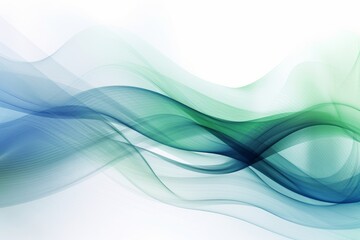 Fototapeta na wymiar Abstract white background with flowing curves in shades of green and blue, Generative ai