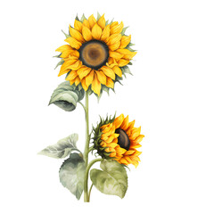 Obraz premium watercolor sunflower isolated on white background