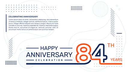 84th anniversary template design with abstract background, vector template