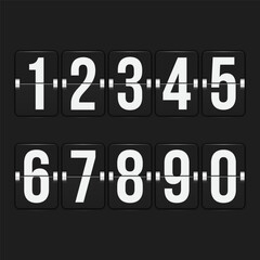 Set of numbers on a mechanical scoreboard. Vector template for your design.