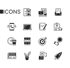 Goal setting and startup - set of line design style icons