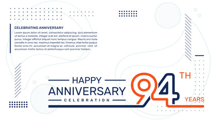 94th anniversary template design with abstract background, vector template