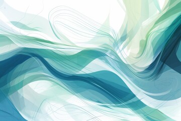 Fototapeta premium Abstract white background with flowing curves in shades of green and blue, Generative ai