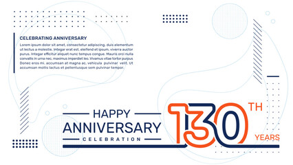 130th anniversary template design with abstract background, vector template