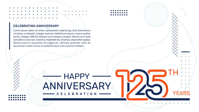 125th anniversary template design with abstract background, vector template