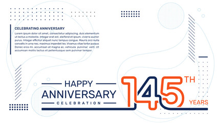 145th anniversary template design with abstract background, vector template