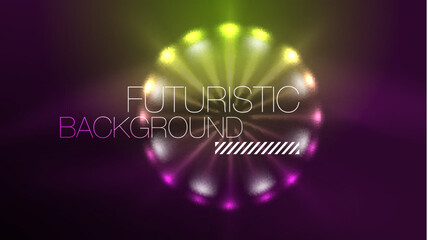 Circles with bright neon shiny light effects, abstract background wallpaper design