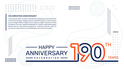 190th anniversary template design with abstract background, vector template