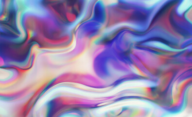 Iridescent abstract background with colorful chromatic aberrations, 3d render