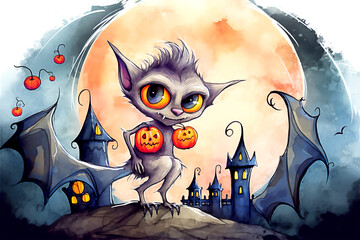 Halloween Monster Drakula. Happy halloween concept. Post processed AI generated image.