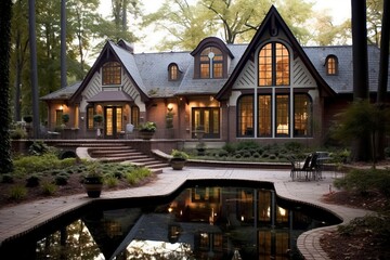 Obraz premium Beautiful backyard exterior house. Generate Ai