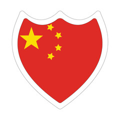 Chinese flag in shape. Flag of China in shape
