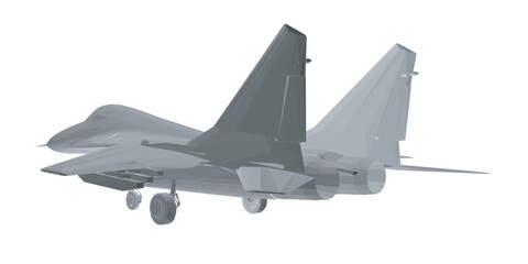 Fototapeta na wymiar Military fighter jet polygonal. Vector art illustration of polygonal airplane. Modern war aircraft. Supersonic speed. 3D..