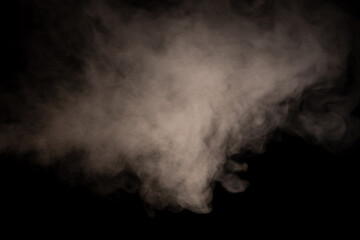 White steam on a black background.