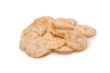 Rice chips isolated on white background.