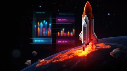Launching Space Rocket From forex chart rocket launch Created With Generative AI Technology