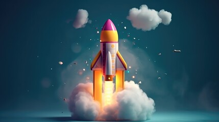 Launching space rocket colorful  background Created With Generative AI Technology