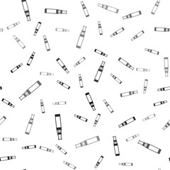 Black Electronic cigarette icon isolated seamless pattern on white background. Vape smoking tool. Vaporizer Device. Vector