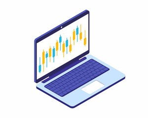 Stocks market graph chart on laptop screen Financial chart to buy and sell for stock exchange market concept.