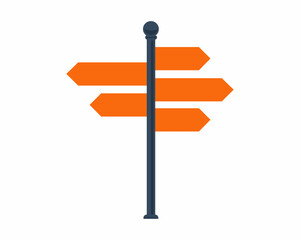 Direction cross road sign board with arrow Signboard pointer flat vector illustration.