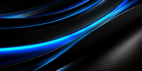 Schöner moderner futuristischer Hintergrund mit Wellenlinien und Kanten in Schwarz Blau, ai generativ