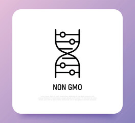 Non GMO symbol. Thin line icon for organic food, beauty product. Modern vector illustration.