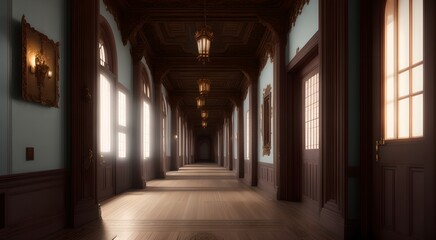Fototapeta na wymiar Perspective view of a grand corridor [AI Generated]
