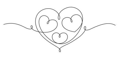 parents love hearts shape in family concept continuous line drawing thread line