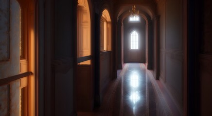 Perspective view of a grand corridor [AI Generated]