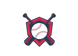Baseball logo design, Baseball icon with crest.