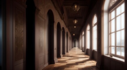 Fototapeta premium Perspective view of a grand corridor [AI Generated]