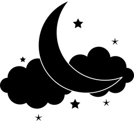 Moon and stars night sky icon
