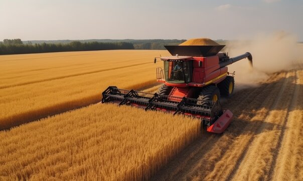 With precision, the harvester collects ripe wheat from fields Creating using generative AI tools