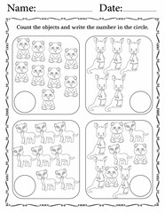 Counting game - educational activity worksheets for kids in kindergarten and above