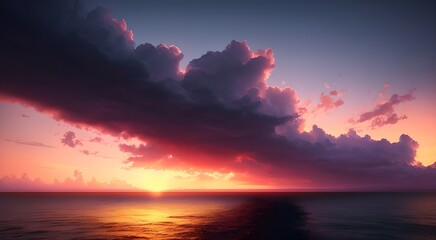 Obraz premium Vibrant orange sky at dusk [AI Generated]