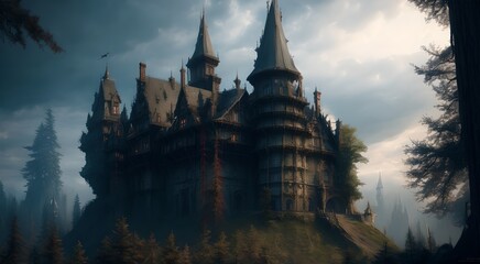 Obraz premium Majestic castle tower and architecture [AI Generated]