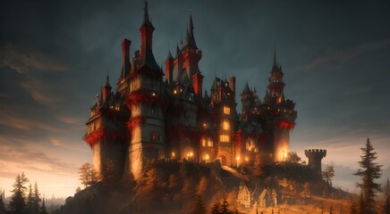 Naklejka premium Majestic castle tower and architecture [AI Generated]