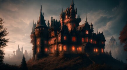 Fototapeta premium Majestic castle tower and architecture [AI Generated]