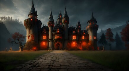 Obraz premium Majestic castle tower and architecture [AI Generated]