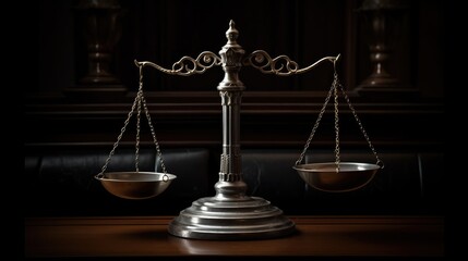  A judges gavel resting on the Scales of Justice Authority Created With Generative AI Technology