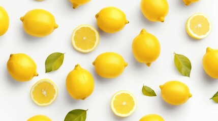 lemons with white background top view Created With Generative AI Technology