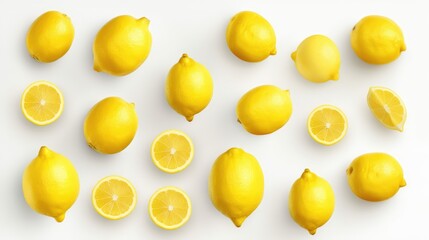 lemons with white background top view Created With Generative AI Technology