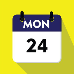 new calendar, 24 monday icon, calender icon