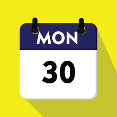 new calendar, 30 monday icon, calender icon